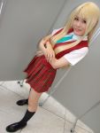  blonde_hair cosplay knee_socks mahou_sensei_negima mio photo school_uniform yukihiro_ayaka 