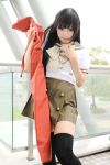  black_hair cosplay kipi-san pendant photo redhead sailor_uniform school_uniform shakugan_no_shana shana solo thigh-highs thighhighs 