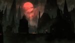  anatofinnstark artist_name bloodborne building clouds cloudy_sky fog full_moon moon night no_humans outdoors red_moon scenery sky spot_color yharnam 