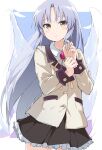  1girl angel_beats! angel_wings highres long_hair rauto school_uniform serafuku silver_hair solo tachibana_kanade white_wings wings yellow_eyes 