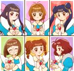  6+girls brown_eyes brown_hair cardcaptor_sakura daidouji_tomoyo glasses heart highres kinomoto_sakura li_meiling maid mihara_chiharu multiple_girls ribbon sasaki_rika twintails user_jprd8757 wings yanagisawa_naoko 