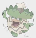  closed_eyes commentary_request full_body gen_3_pokemon happy highres ludicolo no_humans open_mouth ouran outstretched_arms pokemon pokemon_(creature) signature simple_background smile solo tongue white_background 