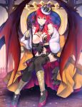  1girl absurdres artist_request blue_eyes crown demon_wings gem gloves high_school_dxd highres redhead rias_gremory shoes tagme thigh-highs throne wings 