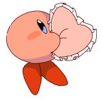  blue_eyes blush blush_stickers cushion frills from_side full_body heart holding kirby kirby_(series) no_humans object_hug simple_background sketch solo sp_(sweet_potato) white_background 