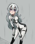  1girl ahoge asortofcolorfag blush boa_(brianoa) chaika_trabant colorized cosplay eyebrows highres hitsugi_no_chaika long_hair looking_at_viewer open_mouth plugsuit silver_hair solo violet_eyes 