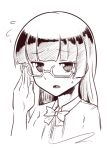  1girl blush boa_(brianoa) glasses gokou_ruri greyscale long_hair looking_at_viewer mole mole_under_eye monochrome open_mouth ore_no_imouto_ga_konna_ni_kawaii_wake_ga_nai simple_background solo white_background 