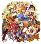  6+boys 6+girls absurdres anniversary beard blonde_hair crown daruk dual_persona everyone facial_hair gerudo goron hestu highres hyrule_warriors:_age_of_calamity impa instrument jewelry kass kohga korok link maracas master_sword mipha multiple_boys multiple_girls neck_ring paya_(zelda) pointy_ears polearm princess_zelda purah redhead revali rhoam_bosphoramus_hyrule riju rito robbie_(zelda) saiba_(henrietta) sash seal sheikah sidon smile sooga teba_(zelda) terrako the_legend_of_zelda the_legend_of_zelda:_breath_of_the_wild trident tusks urbosa weapon white_hair yiga_clan yunobo zora 