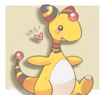  ampharos artist_name blush border commentary_request gen_2_pokemon happy heart no_humans open_mouth outstretched_arms pokemon pokemon_(creature) smile solo tansho tongue white_border 