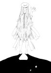  barefoot braid from_behind hand_up headwear highres long_hair monochrome nijisanji otogibara_era sketch star_(symbol) virtual_youtuber waving 