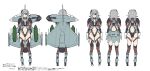 1girl aircraft airplane ass bangs black_eyes breasts clenched_hand clothing_cutout eurofighter_typhoon eyebrows_visible_through_hair fighter_jet gloves grey_hair grey_skirt highres i.takashi iron_cross jet leotard long_hair mecha_musume medium_breasts midriff military military_vehicle multiple_views navel original personification sketch skirt stomach_cutout thigh-highs v-shaped_eyebrows white_background white_gloves 
