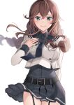  1girl absurdres braid breasts brown_hair closed_mouth green_eyes hair_between_eyes highres kantai_collection large_breasts long_hair noshiro_(kancolle) remodel_(kantai_collection) smile solo twin_braids yunamaro 