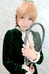  blonde_hair cosplay kipi-san photo saori smash_wo_kimero! tennis_racket twin_braids velvet_dress 