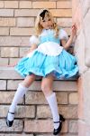  alice_(character) alice_in_wonderland apron blonde_hair cosplay hair_ribbons kipi-san photo socks 