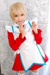  blonde_hair cosplay erstin_ho garter_belt kipi-san mai_otome photo school_uniform thigh-highs 
