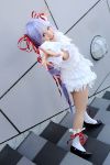  al_azif cosplay cuffs demonbane dress hair_ribbons kipi-san photo purple_hair ribbons ruffles socks 