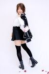  armband boots cosplay kipi-san photo rose_petals school_uniform short_hair thigh-highs vampire_knight yuki_cross zettai_ryouiki 