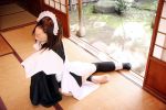  apron ass cosplay hairband iroha kneehighs maid maid_uniform mizuhara_arisa samurai_spirits 