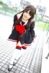  cosplay final_approach hair_ribbons kipi-san masuda_shizuka photo school_uniform thigh-highs 