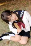  cosplay final_approach glasses kipi-san leaves masuda_shizuka photo sailor_uniform school_uniform socks twintails 