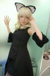  animal_ears blonde_hair cat_ears cosplay dress elfriede fishnet_stockings glasses namada photo tsukuyomi_moonphase 