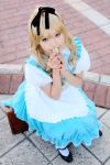  alice_(character) alice_in_wonderland apron blonde_hair cosplay hair_ribbons kipi-san photo pocket_watch 