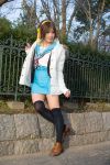  cardigan coat cosplay hair_ribbons hairband kipi-san photo sailor_uniform school_uniform suzumiya_haruhi suzumiya_haruhi_no_yuuutsu thigh-highs 