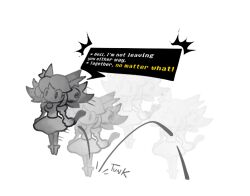 1girl 2girls animal_ear_fluff animal_ears apron bad_end bell bell_ear_ornament bell_earrings boots cat cat_ears cat_girl cat_tail crack darkness deltarune dress earrings english_text frilled_dress frilled_skirt frills ghost gloves jewelry kneeling mad_dummy_(ghost) mad_dummy_(undertale) mad_mew_mew multiple_girls petrification playcenter simple_background single_tear skirt speech_bubble statue tail teardrop tearing_up utdr_(toby_fox)