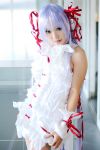  al_azif cosplay cuffs demonbane dress hair_ribbons kipi-san photo purple_hair ribbons ruffles 