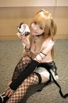  amane_misa blonde_hair cosplay death_note elbow_gloves fishnet_stockings kipi-san lace photo thigh-highs twintails 