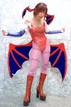  bat_wings boots cosplay feathers lilith_aensland pantyhose vampire_(game) 