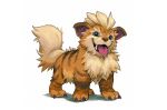  claws english_commentary full_body gen_1_pokemon growlithe justinchans looking_at_viewer no_humans open_mouth pokemon pokemon_(creature) signature simple_background standing tongue tongue_out white_background 