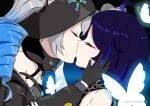  bronya_zaychik drill_hair highres honkai_(series) honkai_impact_3rd kiss loli seele_vollerei short_sleeves silver_hair yuri 