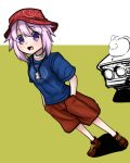  1girl asortofcolorfag boa_(brianoa) car choker choujigen_game_neptune colorized crazy_taxi ground_vehicle hat highres looking_at_viewer motor_vehicle neptune_(neptune_series) neptune_(series) open_mouth rabbit shirt shoes short_hair shorts smile sneakers 