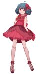  1girl ahoge bare_legs bracelet dress flower gloves green_hair hair_flower hair_ornament horhor87 jewelry macross macross_frontier ranka_lee red_dress red_eyes shiny shiny_skin short_hair sleeveless sleeveless_dress smile solo uta_macross_sumaho_deculture 