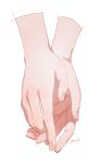  cropped_arms fingernails hands head_out_of_frame highres holding_hands interlocked_fingers original ryusei_hashida signature simple_background white_background 