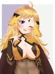  absurdres ahoge bangs blonde_hair blue_eyes blush breasts circlet commission commissioner_upload eyebrows_visible_through_hair fire_emblem fire_emblem_fates highres large_breasts long_hair navel one_eye_closed open_mouth ophelia_(fire_emblem) upper_body xxalisa 