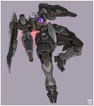  absurdres arm_cannon floating gn-x_iv grey_background gundam gundam_00 highres looking_at_viewer mecha mobile_suit moku_(pintor09) no_humans open_hand orange_eyes science_fiction solo v-fin weapon 