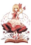  1girl \||/ absurdres adapted_costume blonde_hair commentary_request crystal flandre_scarlet full_body highres laevatein looking_at_viewer no_hat no_headwear simple_background solo somei_ooo touhou white_background wings 