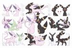  alternate_color arrow_(symbol) closed_eyes clothed_pokemon espeon gen_2_pokemon gen_4_pokemon height highres looking_at_viewer looking_back mismagius moco_font multiple_views no_humans number partially_colored pokemon pokemon_(creature) shiny_pokemon standing thought_bubble translation_request umbreon weight zzz 