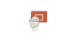  :3 animal animal_focus artist_name basketball_hoop black_eyes blush_stickers dog fluffy fuwa_fuwa_dog no_humans open_mouth original simple_background solid_circle_eyes solo twitter_username white_background 
