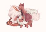  :3 ^_^ arcanine beige_background chikichi closed_eyes closed_mouth commentary_request flareon fluffy full_body gen_1_pokemon happy lying no_humans on_stomach one_eye_closed pokemon pokemon_(creature) red_eyes redhead short_hair simple_background standing vulpix white_hair 