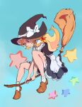  1girl blonde_hair flying hat kirisame_marisa maid rockmor shoes smile solo touhou witch witch_hat yellow_eyes 