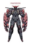  full_body highres korean_clothes long_arms looking_at_viewer mecha no_humans open_hands original red_eyes science_fiction siku199 solo white_background 