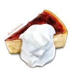  artist_name cake cake_slice cheesecake cream dessert food food_focus highres mitomaton no_humans original pastry realistic simple_background still_life sweets white_background 