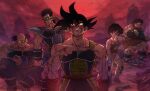  armor bardock bleeding blood blood_on_face bloody_clothes bloody_hands bodysuit boriroba breastplate broken broken_armor bruise bruise_on_face bruised_eye clenched_teeth dirty dragon_ball dragon_ball_z highres injury monkey_tail panbukin_(dragon_ball) pauldrons red_sky saiyan saiyan_armor scouter scratches seripa shoulder_armor sky tail teeth toma_(dragon_ball) torn_bodysuit torn_clothes toteppo 