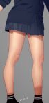  1girl absurdres black_legwear cardigan grey_background highres mole mole_on_thigh original pleated_skirt school_uniform skirt socks solo veins yukiyoshi_mamizu 