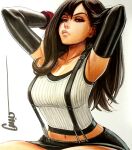  1girl colored final_fantasy final_fantasy_vii omar_dogan simple_background sweat tifa_lockhart traditional_media white_background 