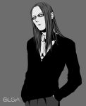  1boy black_clothes black_hair black_metal blue_eyes eyeliner long_hair looking_at_viewer makeup monochrome music olga69corpse real_life satyricon straight_hair 