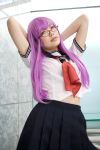  cosplay gintama glasses namada photo purple_hair sailor_uniform sarutobi_ayame school_uniform 