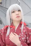  cosplay kimono nobara photo ren_(model) silver_hair twin_braids 
